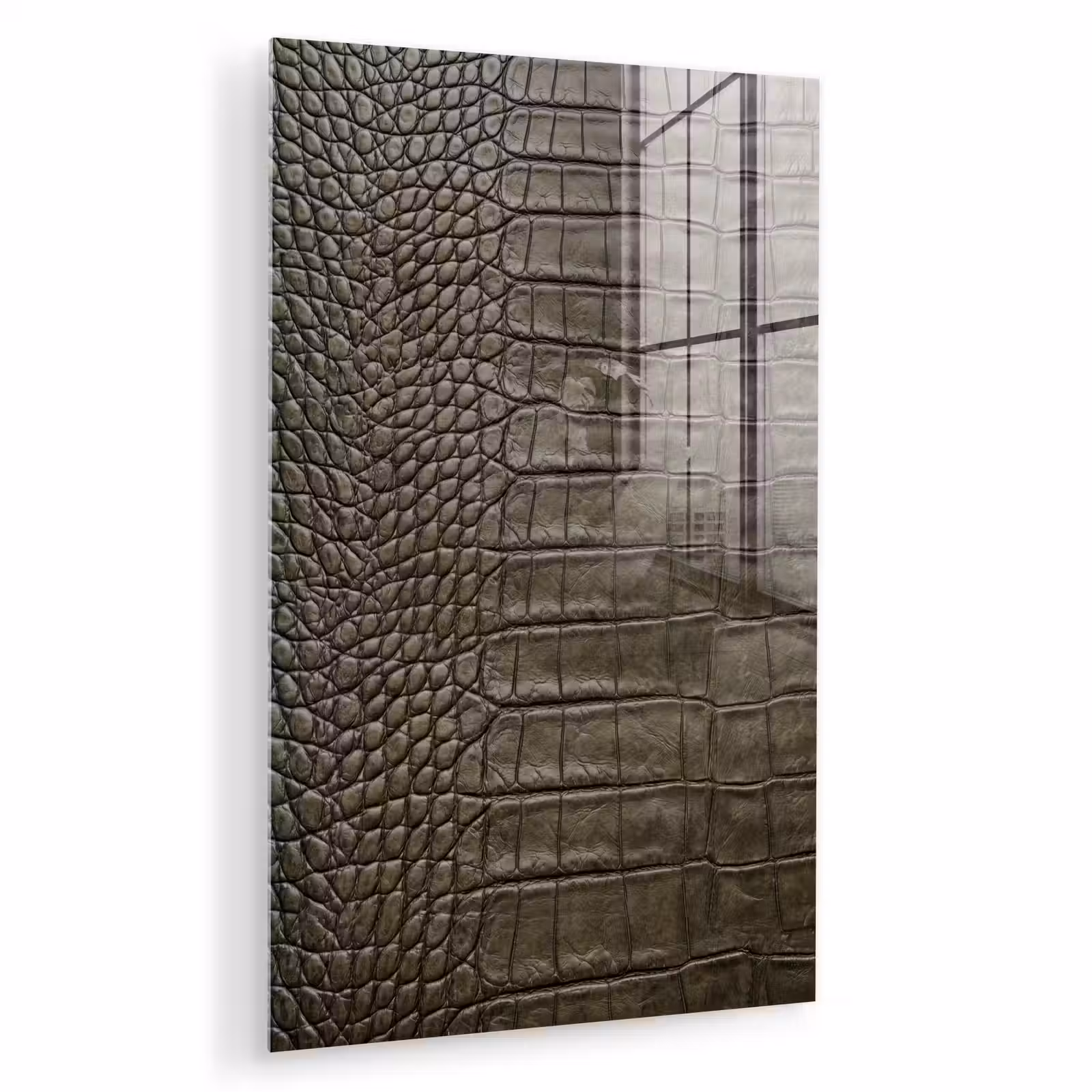 Glas schilderij - Krokodillenleer - Structuur - Groen — 1