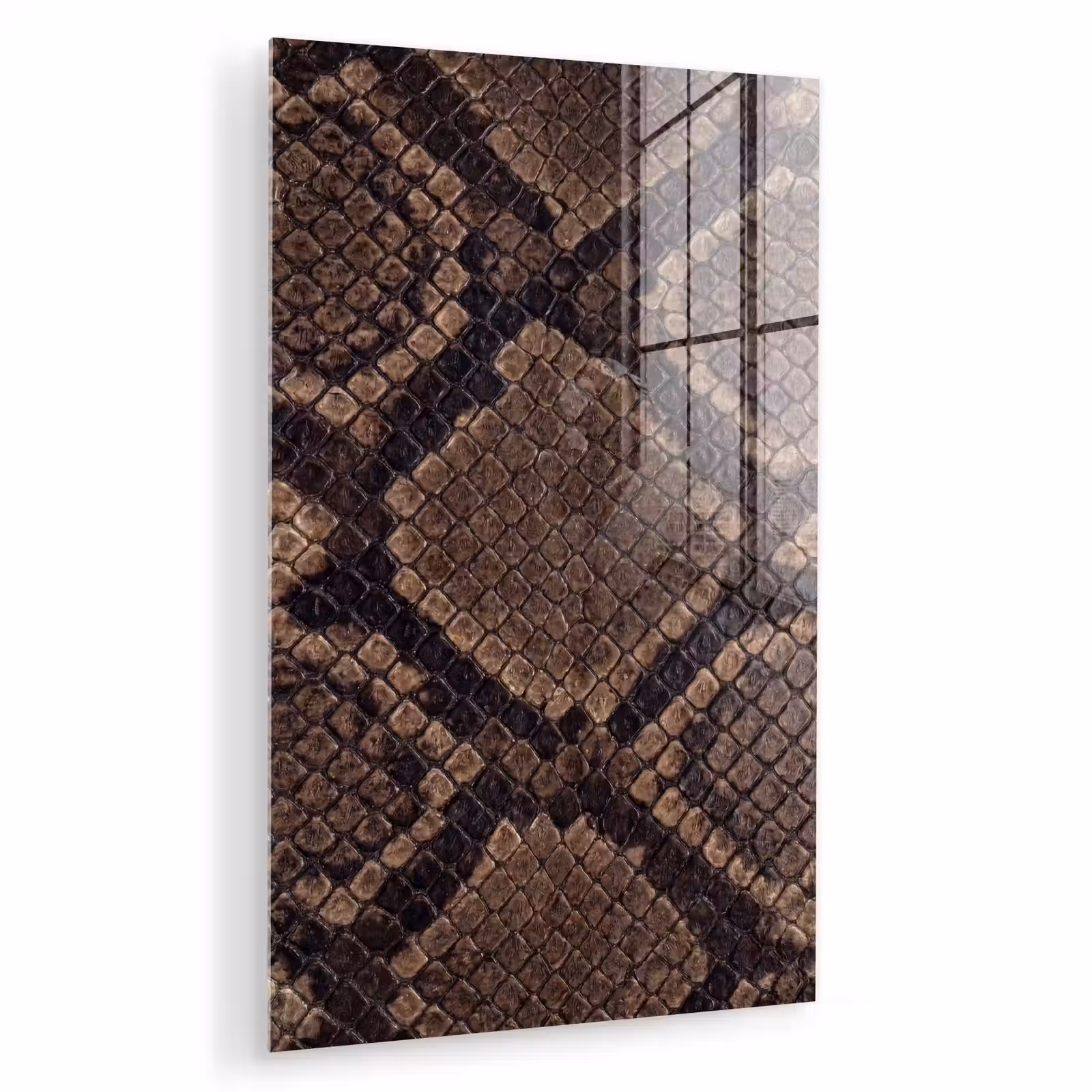 Glas schilderij - Python - Schubben - Brons — 1