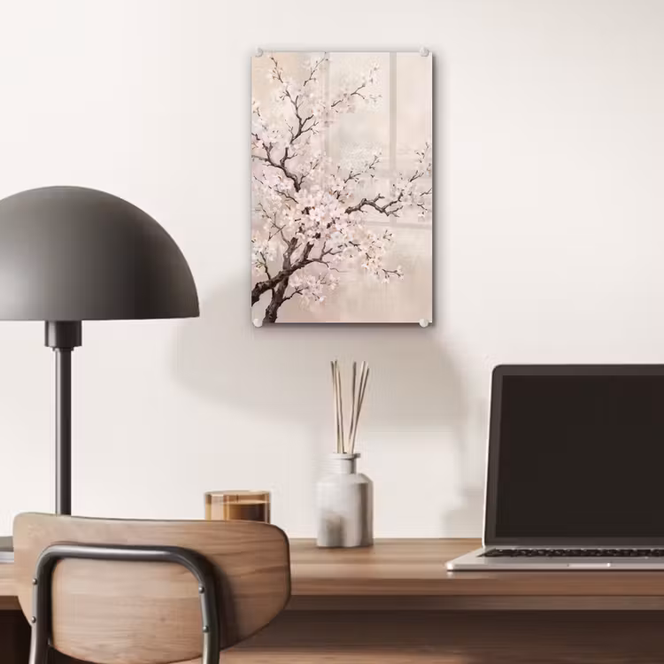 Glas schilderij - Bloesem - Illustratie - Taupe — 7