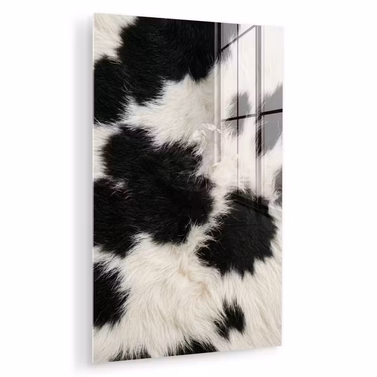 Glas schilderij - Bont - Textuur - Zwart - Wit — 1