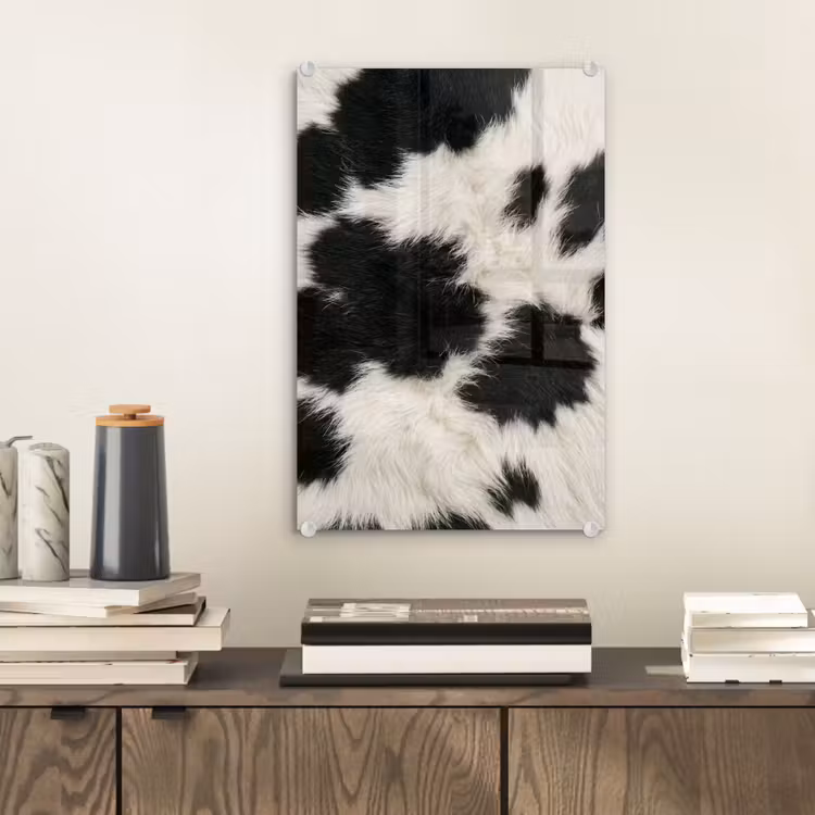 Glas schilderij - Bont - Textuur - Zwart - Wit — 2