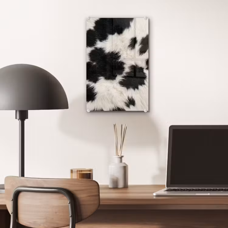 Glas schilderij - Bont - Textuur - Zwart - Wit — 7