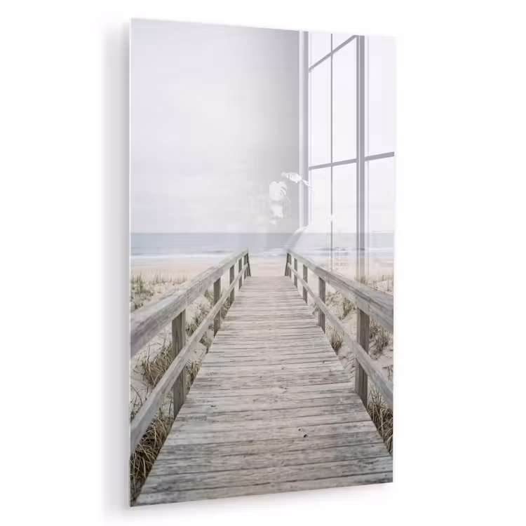 Glas schilderij - Duinen - Vlonder - Oceaan — 1