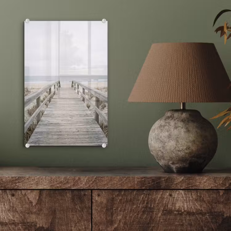 Glas schilderij - Duinen - Vlonder - Oceaan — 4
