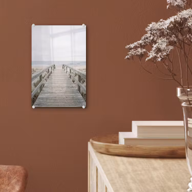 Glas schilderij - Duinen - Vlonder - Oceaan — 6
