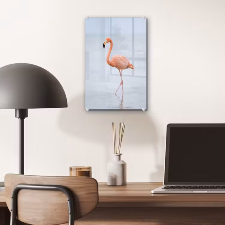 Glas schilderij - Flamingo - Zee - Roze — 7