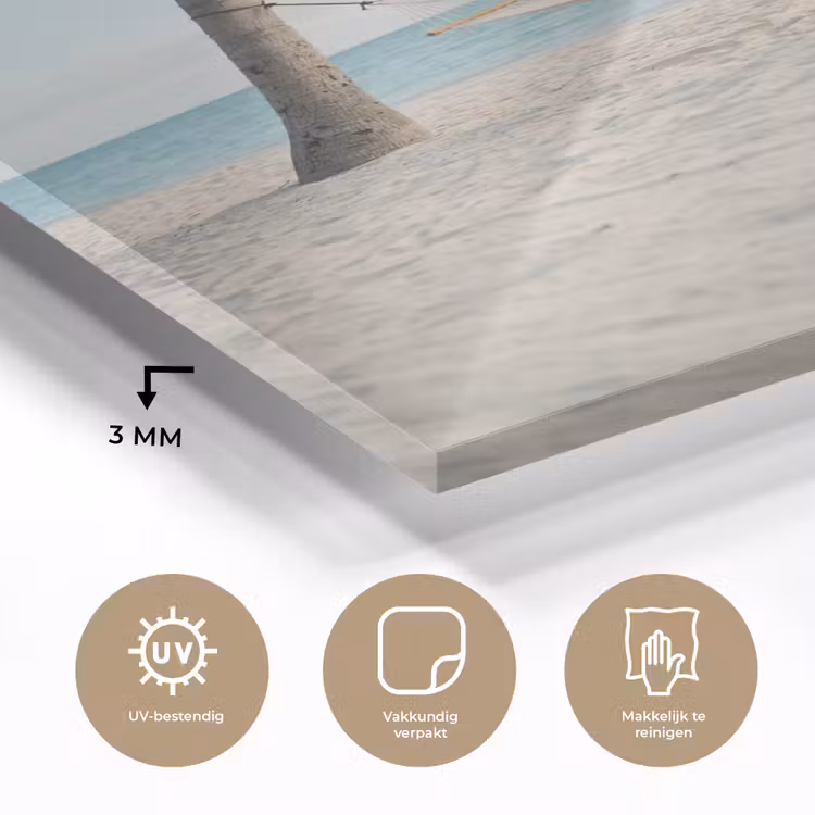 Glas schilderij - Hangmat - Strand - Wit — 3