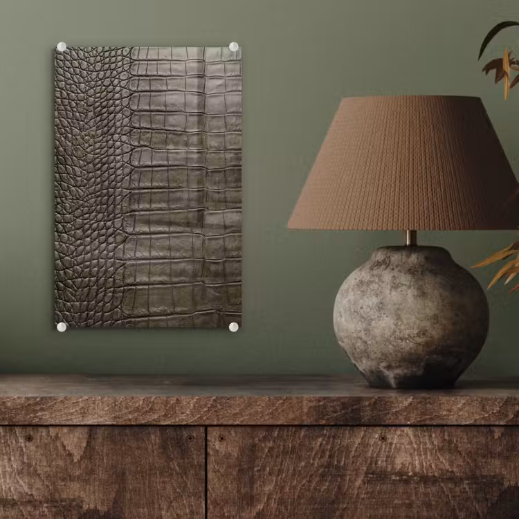 Glas schilderij - Krokodillenleer - Structuur - Groen — 4