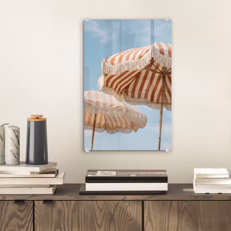 Glas schilderij - Parasol - Lucht - Rood — 2