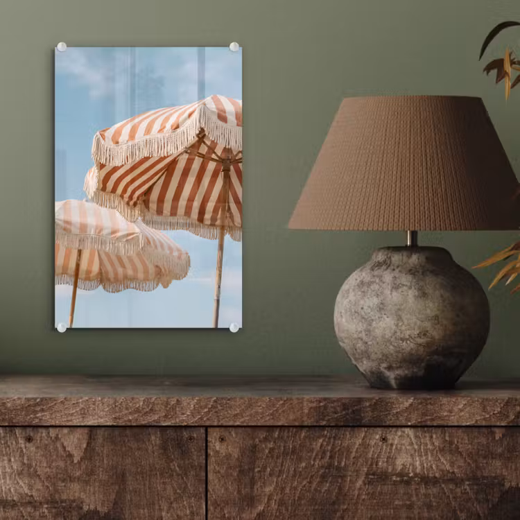 Glas schilderij - Parasol - Lucht - Rood — 4