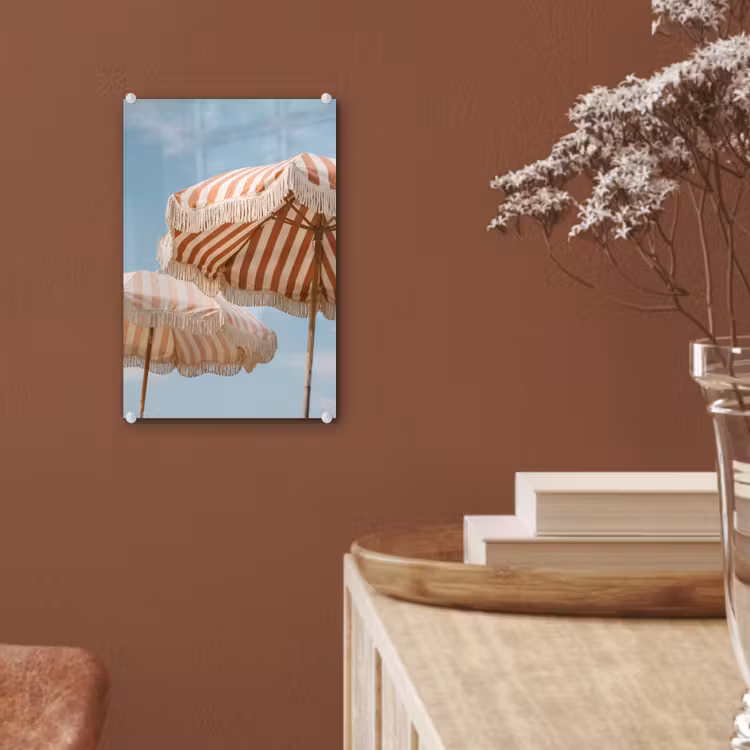 Glas schilderij - Parasol - Lucht - Rood — 6