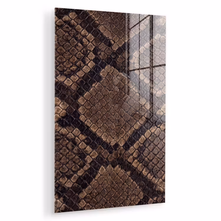 Glas schilderij - Python - Schubben - Brons — 1