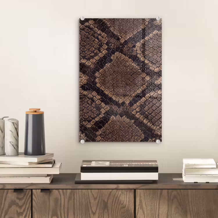 Glas schilderij - Python - Schubben - Brons — 2