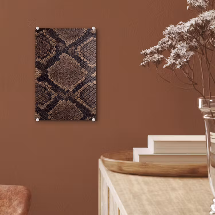 Glas schilderij - Python - Schubben - Brons — 6