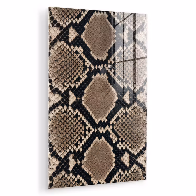 Glas schilderij - Slangenprint - Python - Bruin — 1