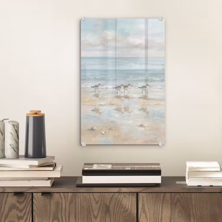 Glas schilderij - Vogels - Strand - Zee — 2