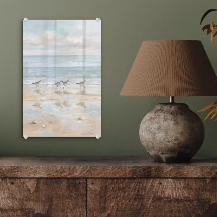 Glas schilderij - Vogels - Strand - Zee — 4
