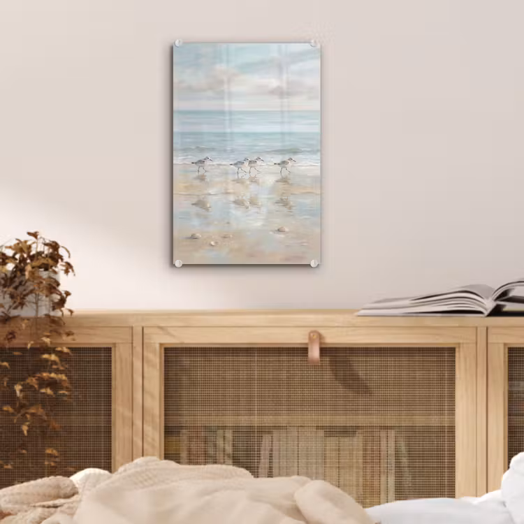 Glas schilderij - Vogels - Strand - Zee — 5