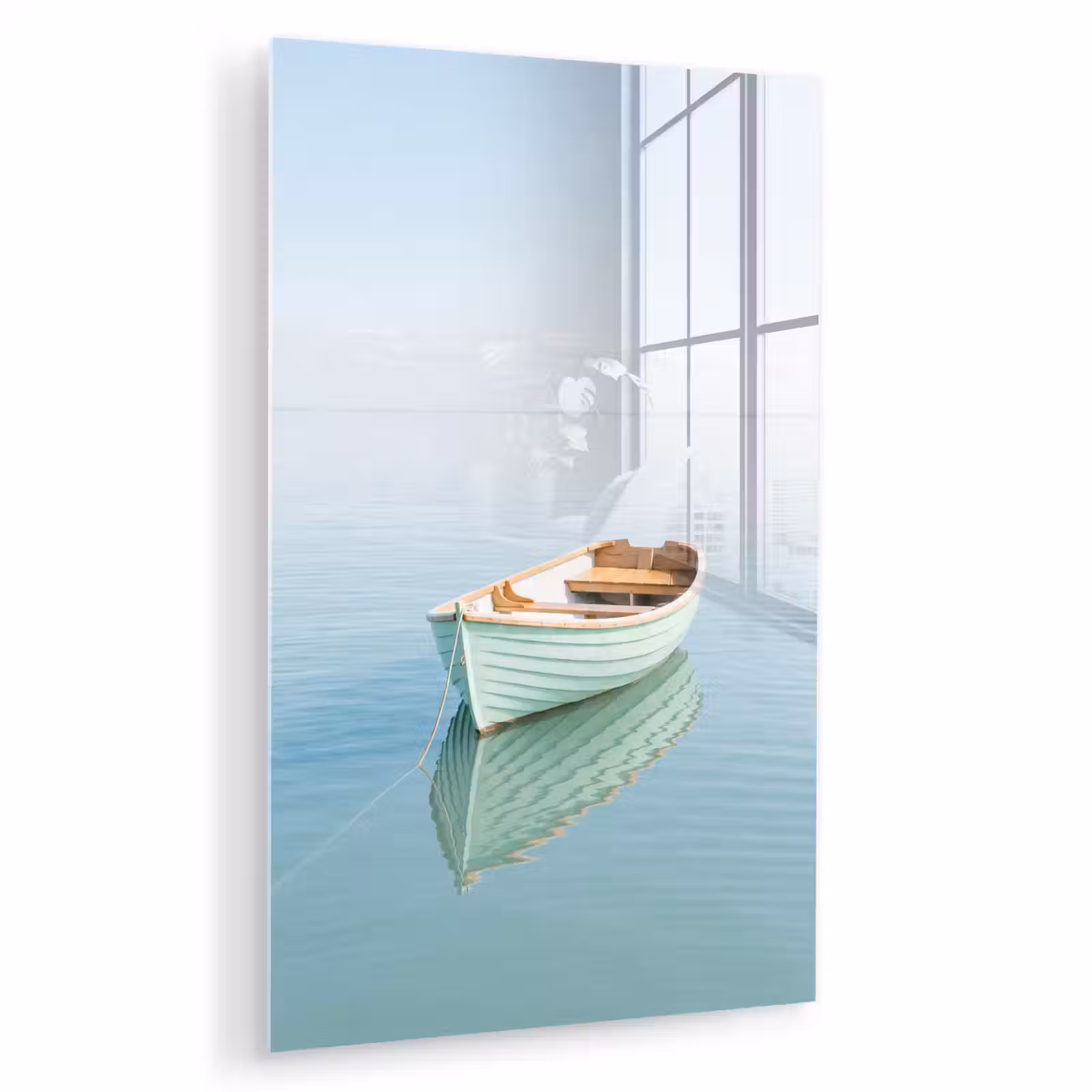 Glas schilderij - Minimalistisch - Boot - Zee — 1