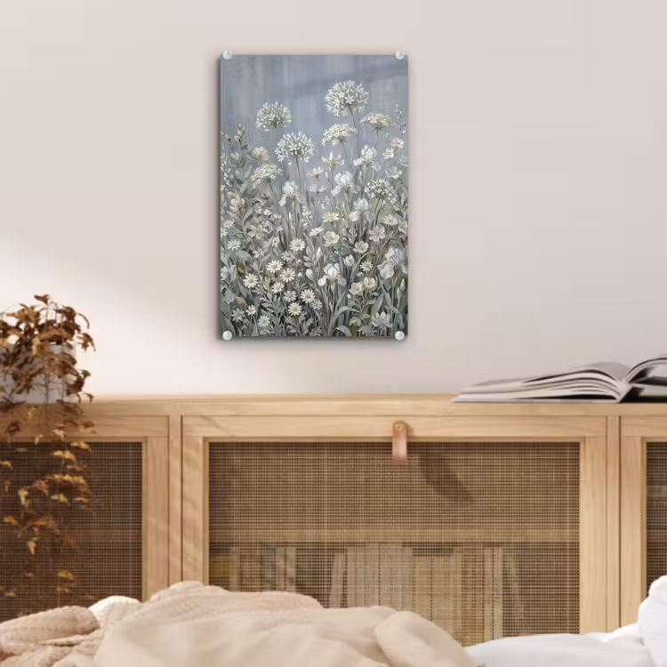 Glas schilderij - Bloemen - Botanisch - Blauw — 5