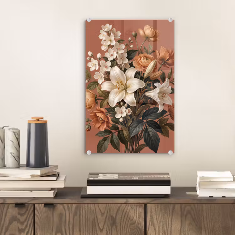 Glas schilderij - Boeket - Retro - Kleurrijk — 2
