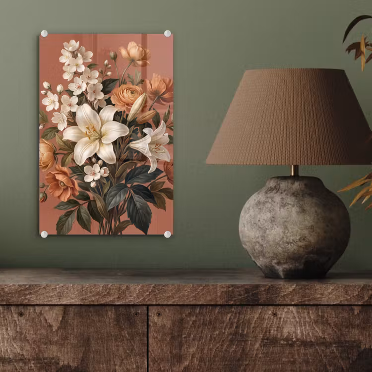 Glas schilderij - Boeket - Retro - Kleurrijk — 4