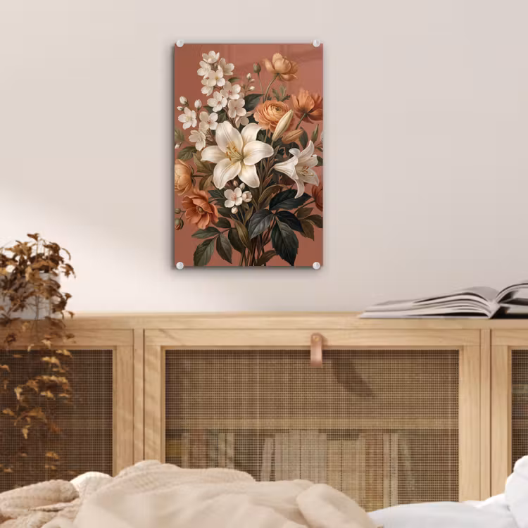 Glas schilderij - Boeket - Retro - Kleurrijk — 5
