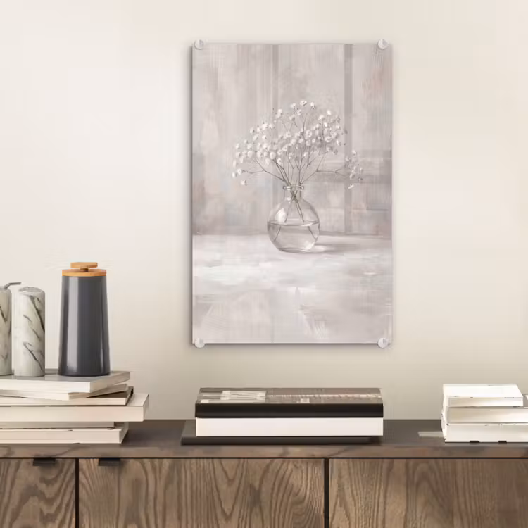 Glas schilderij - Gipskruid - Vaas - Wit — 2