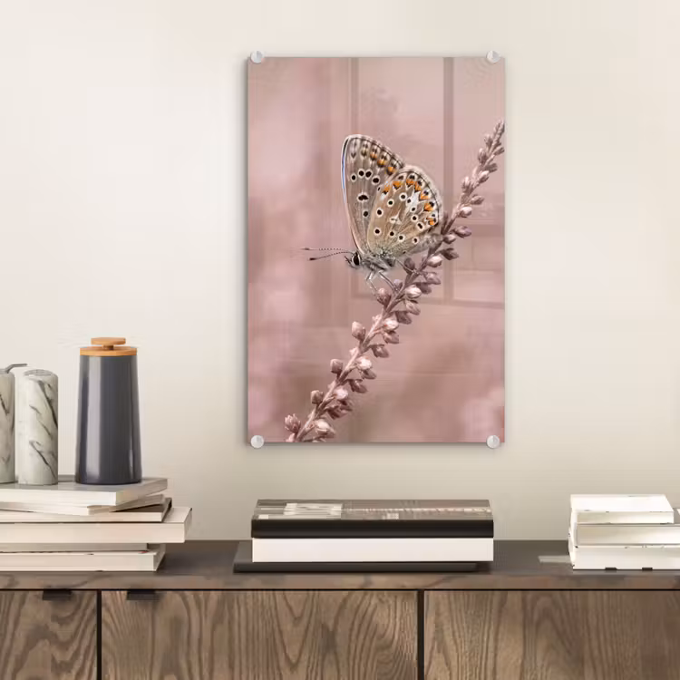 Glas schilderij - Lavendel - Vlinder - Paars — 2