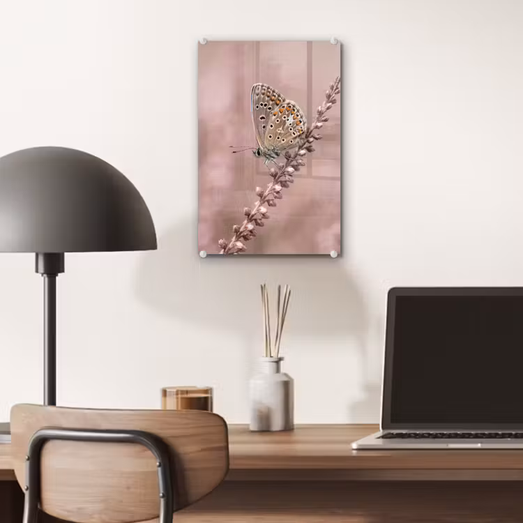 Glas schilderij - Lavendel - Vlinder - Paars — 7