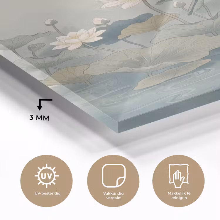 Glas schilderij - Lotus - Bloemen - Groen — 3