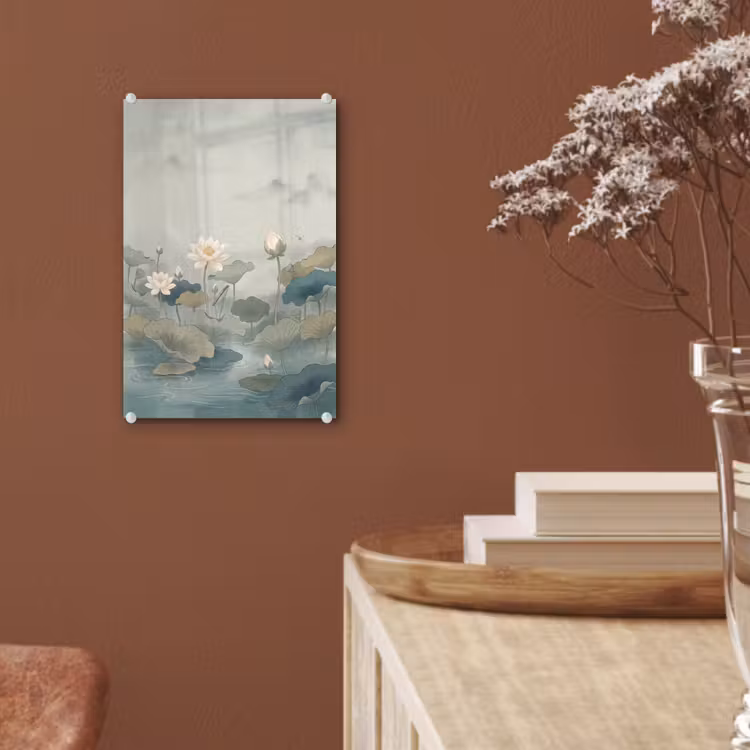 Glas schilderij - Lotus - Bloemen - Groen — 6