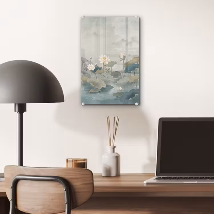 Glas schilderij - Lotus - Bloemen - Groen — 7