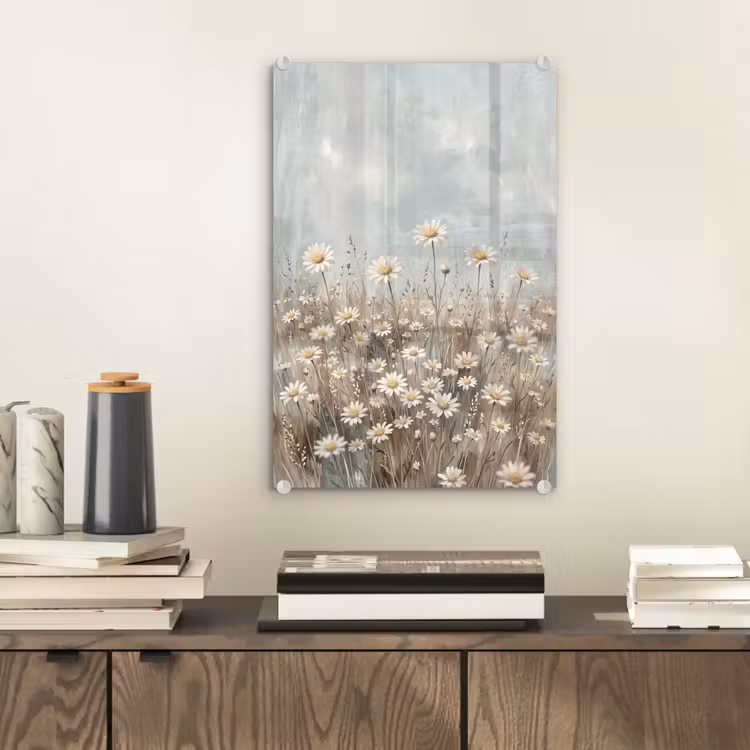 Glas schilderij - Madelief - Illustratie - Wit — 2