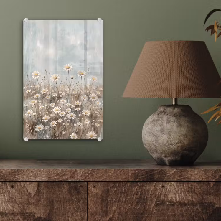 Glas schilderij - Madelief - Illustratie - Wit — 4
