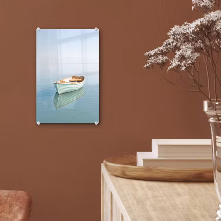 Glas schilderij - Minimalistisch - Boot - Zee — 6