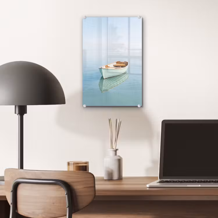 Glas schilderij - Minimalistisch - Boot - Zee — 7