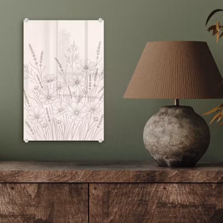 Glas schilderij - Minimalistisch - Modern - Bloemen - Beige — 4