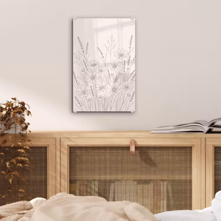 Glas schilderij - Minimalistisch - Modern - Bloemen - Beige — 5