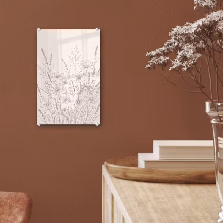 Glas schilderij - Minimalistisch - Modern - Bloemen - Beige — 6