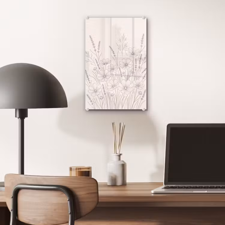 Glas schilderij - Minimalistisch - Modern - Bloemen - Beige — 7
