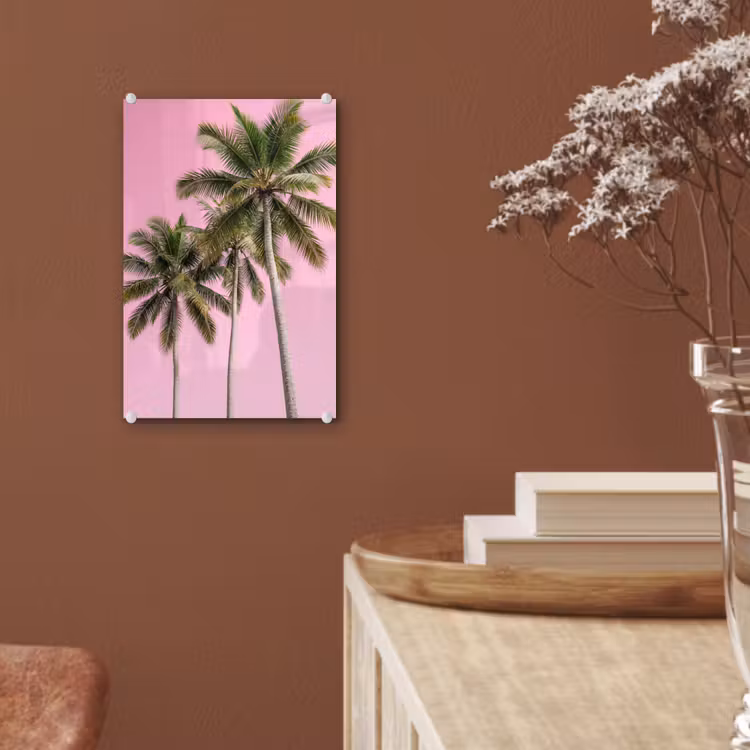 Glas schilderij - Palmboom - Tropisch - Pink — 6
