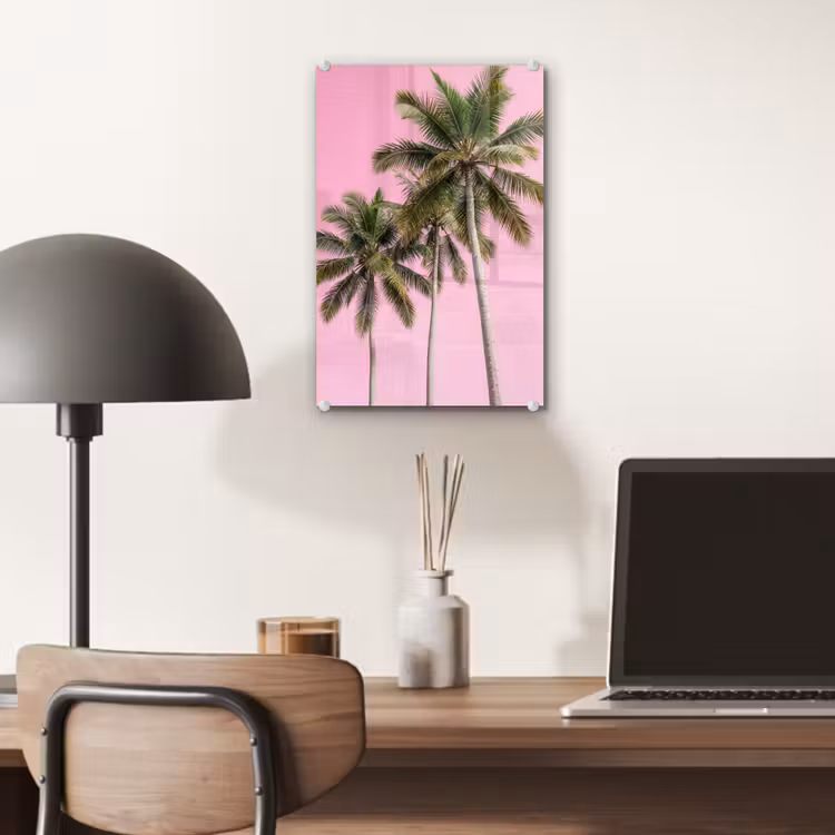 Glas schilderij - Palmboom - Tropisch - Pink — 7