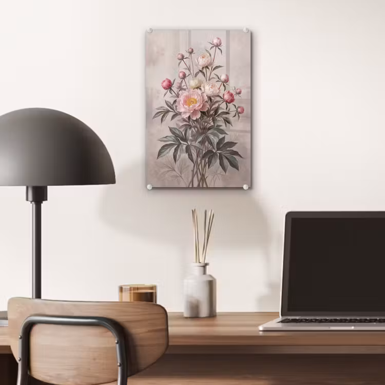 Glas schilderij - Pioenrozen - Boeket - Roze — 7