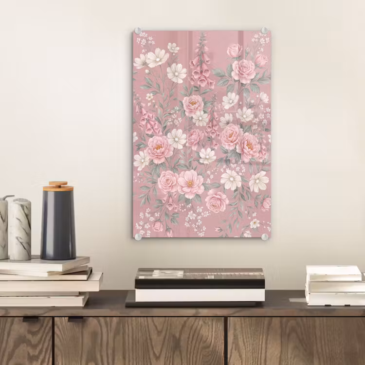 Glas schilderij - Pioenrozen - Vingerhoedskruid - Pink — 2