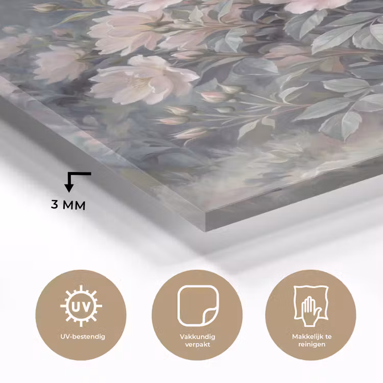 Glas schilderij - Rozen - Illustratie - Roze — 3