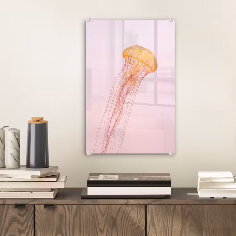 Glas schilderij - Sierlijk - Kwal - Roze — 2