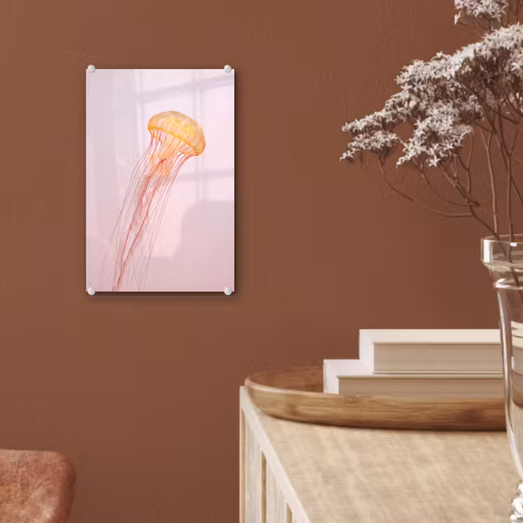 Glas schilderij - Sierlijk - Kwal - Roze — 6