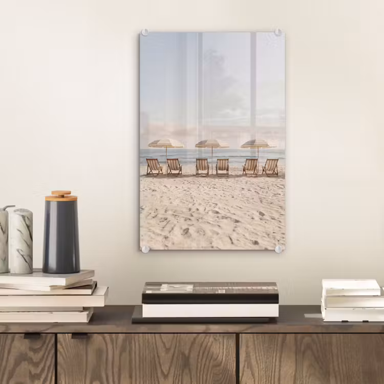 Glas schilderij - Strand - Stoelen - Parasol — 2