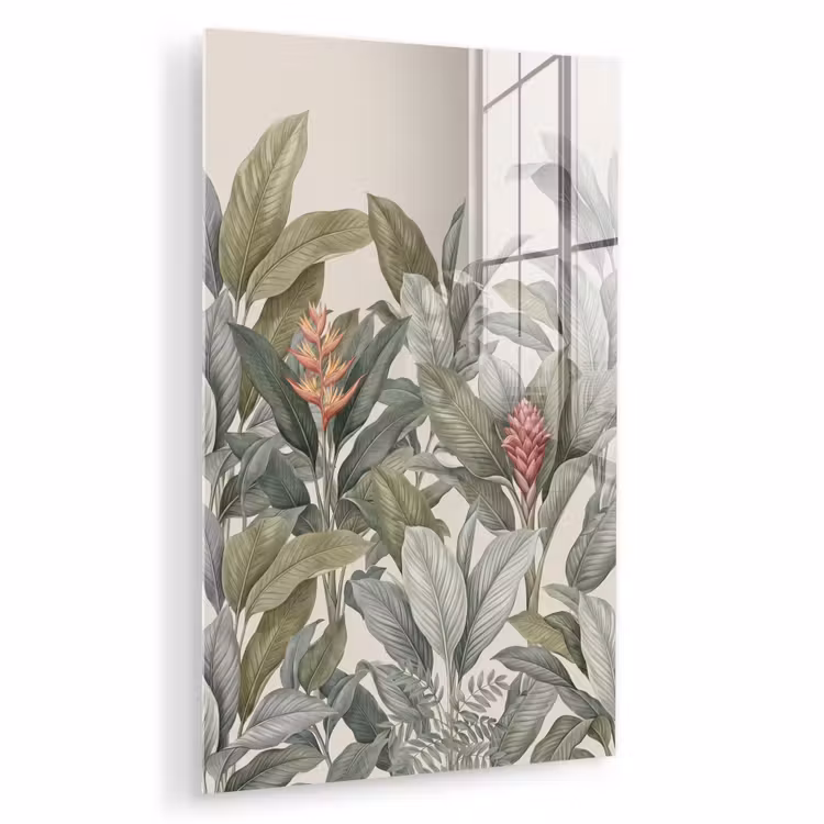 Glas schilderij - Tropisch - Planten - Modern - Groen — 1